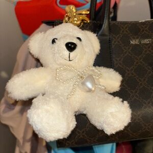 Natasha Couture Gold and White Keychain